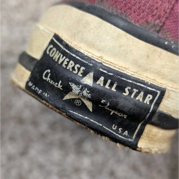 Vintage Converse Chuck Taylor Sneakers Mens 4.5 Maroon 60s 70s Low Top USA Made - Picture 8 of 10